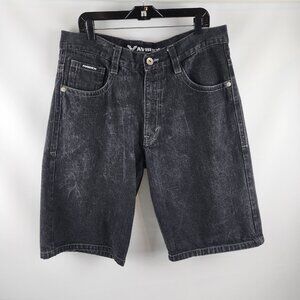 Avirex Shorts VTG Black Men 38 Embroidered Y2K Streetwear Wide Leg Baggy Jeans